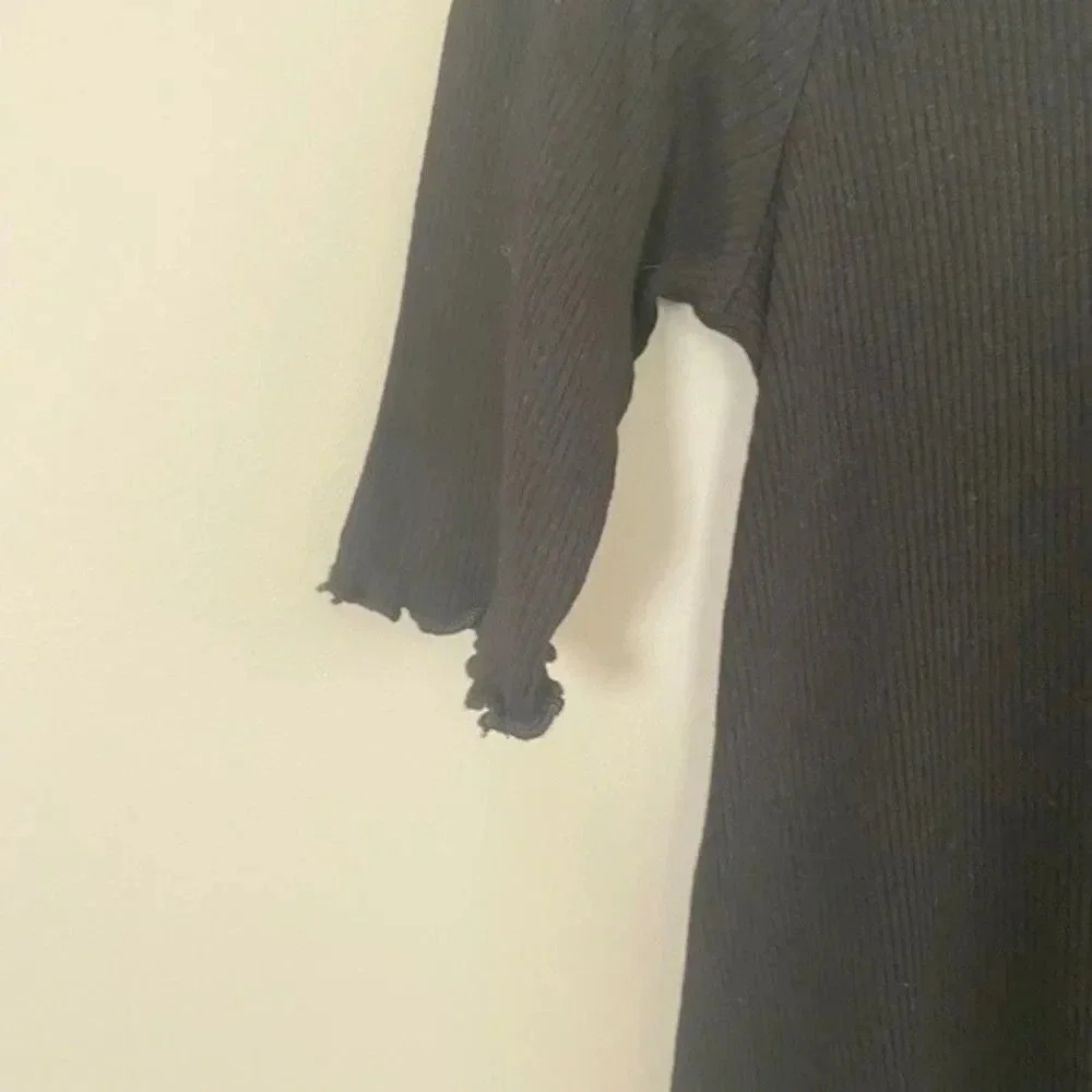 Aqua Black Ruffle Ribbed Tunic Top - Picture 5 of 9